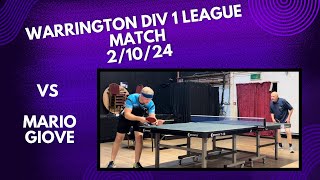 Neil Myatt vs Mario Giove Antispin BH  Warrington Div 1 League Match  21024 [upl. by Weiler]