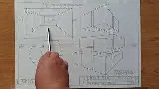 Perspectivas Cónicas a 1 2 y 3 puntos de fuga Parte 3A 3 puntos de fuga [upl. by Fauch]