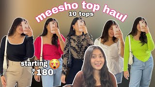 Huge Meesho top haul  meesho affordable tops haul  starting just for ₹180🤩 pravirpallavi [upl. by Oiramaj]