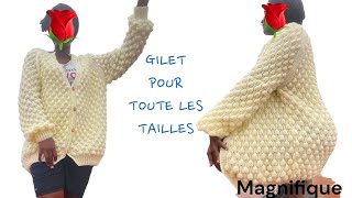 💝GILET XXL POUR FEMME à tricoter pour toute les tailles partie 33 [upl. by Renaxela]