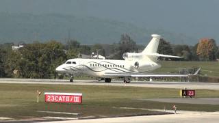 Dassault Falcon 7X TAG Aviation take off rwy 23 at Geneva Cointrin GVALSGG [upl. by Glinys190]