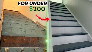 DIY Stair Remodel on a Budget StepbyStep [upl. by Enerol]