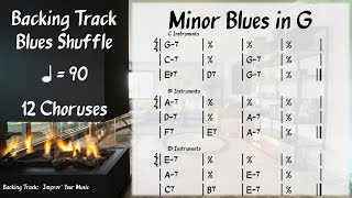 Minor Blues in G 90 BPM  Backing Track [upl. by Niles]