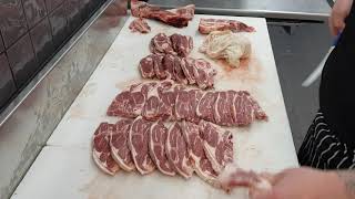 Cutting lamb fourquarter and round bone chops [upl. by Maltzman]