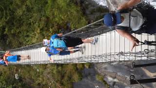 TMB  Day 1 Crossing the Bionnassay Suspension Bridge [upl. by Agnot259]