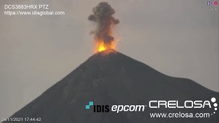 November 24 2021  Eruption  Volcan De Fuego Guatemala [upl. by Oirram]