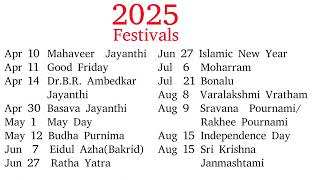 2025 Festivals List [upl. by Varrian]