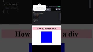 Center a Div in HTML amp CSS  Hover Effect shorts tutorial shortfeed shortvideo shortsfeed [upl. by Heyman]