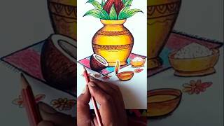 Navratri Kalash drawing kalash kalash painting jyot oilpasteldrawing trending shorts video [upl. by Ezekiel]