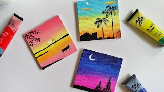 3 Paintings for beginners  3 mini canvas paintings part 5  aesthetic paintings [upl. by Laney687]