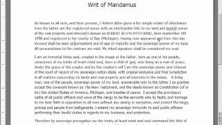 WRIT OF MANDAMUS RobbRyder [upl. by Haim683]