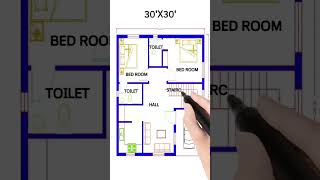 30X30 HOUSE PLAN \ 2BHK HOUSE PLAN housedesign homedesign 2bhkhomeplan home [upl. by Annayek]