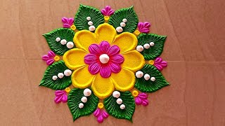 simple rangoli design small rangoli designBeautifulrangoli design💜💜attractive rangoli [upl. by Kalli914]