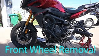 Yamaha FJ09 Front Wheel Removal [upl. by Nayek]