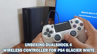 UNBOXING DUALSHOCK 4 WIRELESS CONTROLLER FOR PS4 GLACIER WHITE [upl. by Alla]