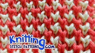 HowToKnit Twocolor Bee stitch [upl. by Everrs]