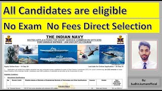 Indian Navy Technical Recruitment 2024  Direct Officer Post  Navy New Vacancy 2024  Navy Job 2024 [upl. by Aritak]