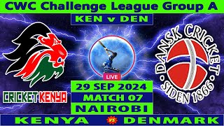 Kenya vs Denmark  KEN vs DEN  7th Match of CWC Challenge League Group A 2024  Cricket Live [upl. by Ajile]