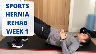 Sports Hernia Rehab Exercises Following Surgery Week 1 [upl. by Ainesey]