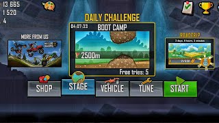 Hill Climb Racing Boot Camp  Daily Challenge Completed [upl. by Hgielar684]