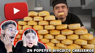 Is Eating 24 Popeyes Biscuits Impossible REACTION [upl. by Airdnaxela]