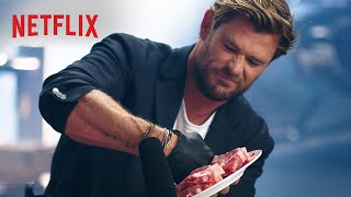 Chris Hemsworth Punches a Steak  Action ASMR  Extraction 2  Netflix [upl. by Olnton84]