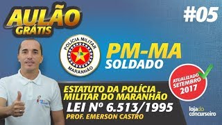 🔴 AULÃO 05  PMMA  Estatuto dos Militares  Hierarquia e Disciplina  Emerson Castro [upl. by Downing]