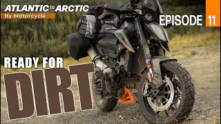 Motorcycle geared up for offroad and we reach the Alaska Highway in Dawson Creek [upl. by Aserret]