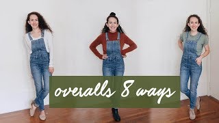 8 v simple ways to wear overalls  how to style [upl. by Eillime]