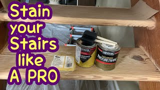 How to Stain Stairs  DIY Friendly [upl. by Idnerb666]