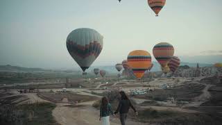 4K No Copyright Hot Air Balloons Flying  Royalty Free Stock Footage [upl. by Llerdnod997]