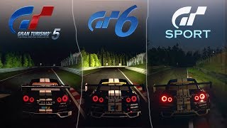 GT5 VS GT6 VS GT SPORT Sound amp Graphics Comparison  Nürburgring DayNight [upl. by Ardnoik]