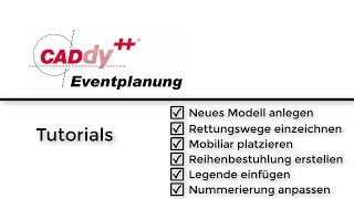 CADdy Eventplanung Rettungswege Reihenbestuhlung mit automatischer Nummerierung [upl. by Sirotek]