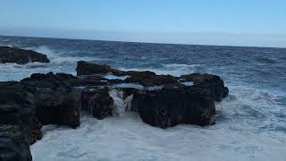 Fishing in rough water off the rocky cliffs at Naalehu Hawaii [upl. by Hewett]