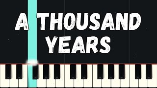 A Thousand Years  Christina Perri  Beginner Piano Tutorial Easy [upl. by Ennirak]