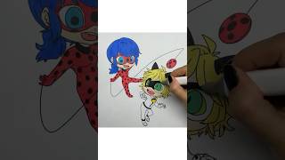 REVERSE Coloring Miraculous Ladybug amp Cat Noir reverse coloring miraculous coloringtime markers [upl. by Marianne]