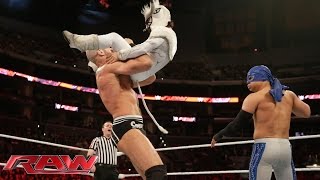 Los Matadores amp Torito vs Kidd Cesaro amp Natalya – Interspecies Match Raw March 23 2015 [upl. by Acimot]