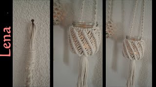 Rippenknoten 🕯️Makramee Laterne  Windlicht🕯️Macrame Hanging lamp  Candle Jar cover [upl. by Euqinom]