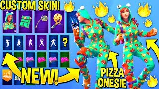 NEW quotPizza Onesiequot Skin Showcased with all Leaked Fortnite Emotes Custom Skin [upl. by Yorick]