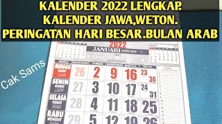 Kalender 2022 full lengkap dengan tahun hijriyahhari besarhari jawa weton [upl. by Banky534]