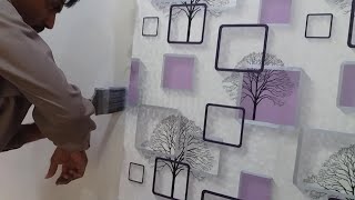 how to apply wallpaper with glue how to wallpaper paste the wall [upl. by Llirred]