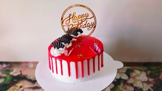 Cake decoration part2  cake birthdaycakedecorating cakedecoration vanillacake cakedesign [upl. by Enylcaj]