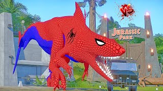 All SpiderMan Dinosaurs SpiderMan TRex vs Spiderman IRex Spinosaurs and Shark Dinosaurs Battle [upl. by Ahsiemaj11]