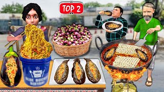 Bucket Maggi Noodles Vs Brinjal Maggi Noodles Wala Street Food Hindi Kahaniya Hindi Moral Stories [upl. by Omarr]