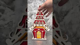 Christmas House Laser Cut Design Wooden Christmas House Lantern freelaserdesign christmas [upl. by Hoashis]