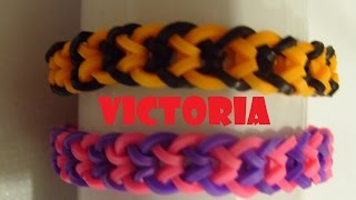 Bracelet elastique Victoria tuto francais rainbow loom bands [upl. by Inan]