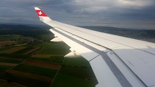 BEST SWISS AIRBUS A220 WING VIEW  Swiss Bombardier C Series CS100  Landing at Zurich Airport [upl. by Russo679]