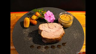 ROTI DE VEAU BASSE TEMPERATURE SAUCE A LARMAGNAC LARDONS ampGIROLLES AM [upl. by Rowney]