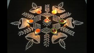 Diwali deepam muggulu with 9 dots  easy rangoli designs  new festival kolams [upl. by Eyks]