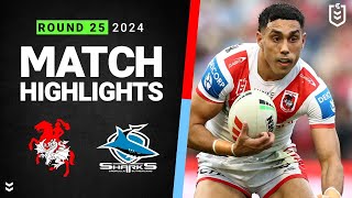 NRL 2024  Dragons v Sharks  Match Highlights [upl. by Eninnaej]